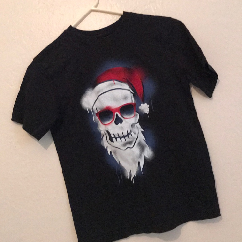 Scull santa tee shirt black